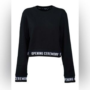 OPENING CEREMONY CROPPED ELASTIC LOGO SWEATER